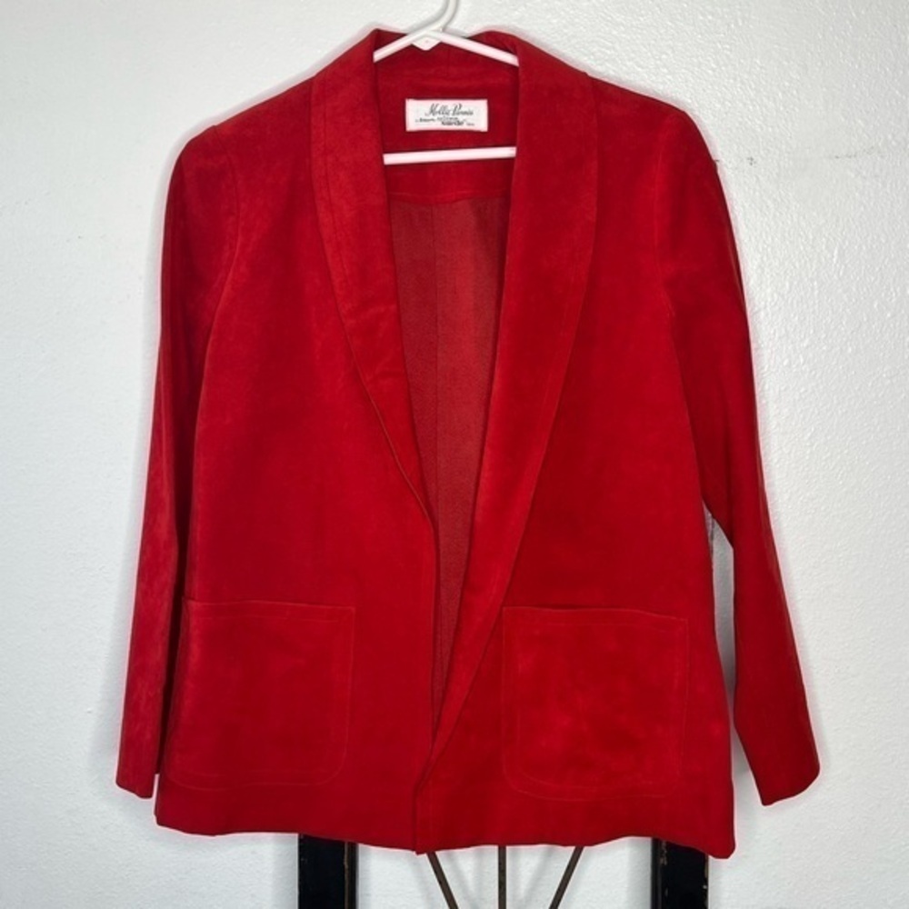 Vintage Mollie Parnis Red Ultra Suede jacket